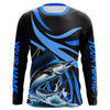 Maxcorners Personalized Sailfish Long Sleeve Fishing Shirts, Sailfish Tournament Fishing Jerseys | Blue MT2108