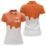 Maxcorners Mens golf polo shirts custom orange Ice Cream Melting On Golf Ball, golf gifts for mensMT0306