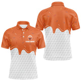 Maxcorners Mens golf polo shirts custom orange Ice Cream Melting On Golf Ball, golf gifts for mensMT0306