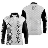 Maxcorners Golf Black And White Pattern Customized Name 3D Polo Shirt Unisex