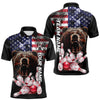 Maxcorners American Flag Bear Bowling Polo, Quarter Zip Shirts for Men Custom patriotic Team Bowling jerseys LM2007