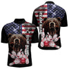 Maxcorners American Flag Bear Bowling Polo, Quarter Zip Shirts for Men Custom patriotic Team Bowling jerseys LM2007