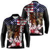 Maxcorners American Flag Dragon Bowling Polo, Quarter Zip Shirts for Men Custom patriotic Team Bowling jersey LM2007