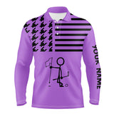 Maxcorners Funny Black and purple Icon Golfer Mens golf polo shirts Custom golf tops for mens