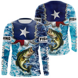 Maxcorners Texas Bass Fishing blue ocean camo custom Largemouth Bass long sleeves performance fishing shirts  LM0607