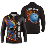 Maxcorners Bowling Skull On Fire Customized Name And Team Name 3D Shirt