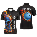 Maxcorners Bowling Skull on fire Bowling polo shirts for men custom team Skull Bowling jerseys