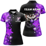 Maxcorners bowling Polo, Quarter Zip shirts Custom Purple Stars Bowling Team Bowlers Jersey