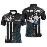 Maxcorners Black white American flag bowling Polo, Quarter Zip shirts Custom camo Bowling Team Jerseys