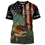 Maxcorners Red Drum fishing 3D American Flag Patriotic Customize Name 3D Shirts