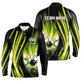 Maxcorners Bowling Ball And Pins Yellow And Black LightCustomized Name, Team Name 3D Shirt