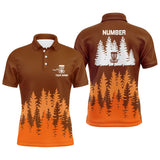 Maxcorners Orange tree forest pattern Mens disc golf polo shirts custom team disc golf clothing MT0510