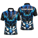 Maxcorners Black American flag bowling shirts Custom blue lightning thunder Eagle Bowling Team Jerseys