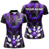 Maxcorners Purple American flag bowling shirts Custom blue lightning thunder Eagle Bowling Team Jerseys