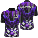 Maxcorners Purple American flag bowling shirts Custom blue lightning thunder Eagle Bowling Team Jerseys