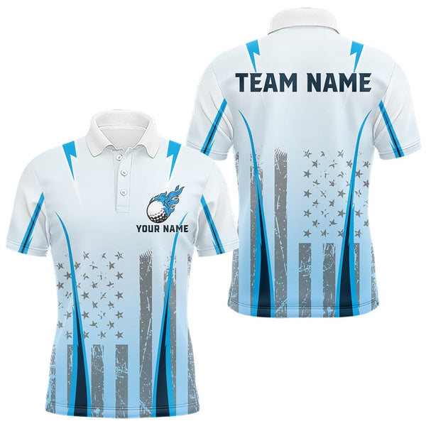 Maxcorners Blue American Flag Golf Polo Shirts For Men custom men's patriotic golf shirts, best golf gifts LM2110