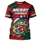Maxcorners Personalized funny Christmas Walleye Fishing Shirts, Mery Fishmas Fishing gift for men, women, kid MT2108