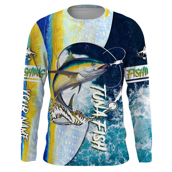 Maxcorners Tuna fishing Saltwater Fish ocean camo UV protection customize name fishing shirts  LM2408