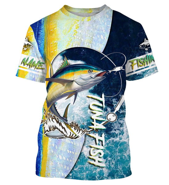 Maxcorners Tuna fishing Saltwater Fish ocean camo UV protection customize name fishing shirts  LM2408