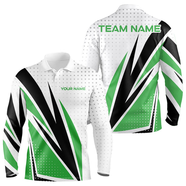 Maxcorners Black, White and Green Golf polo shirts For Mens custom mens golf top, unique golf giftsMT0306