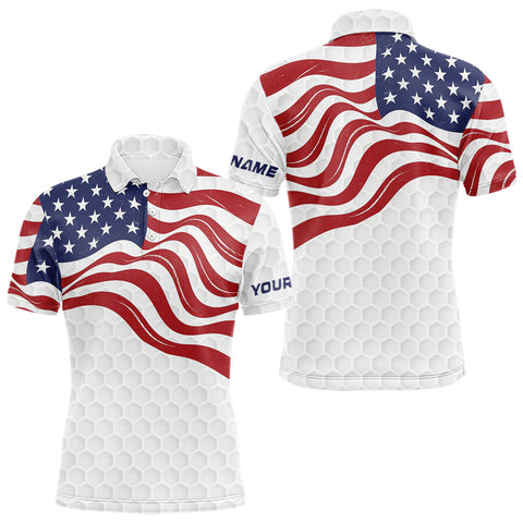 Maxcorners Red, White and Blue American Flag Men golf polo shirts custom men's patriotic golf apparel LM3006