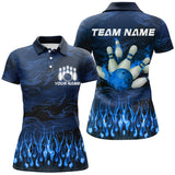 Maxcorners Bowling polo, quarter zip shirts Custom Blue camo Flame Bowling Team League Jerseys