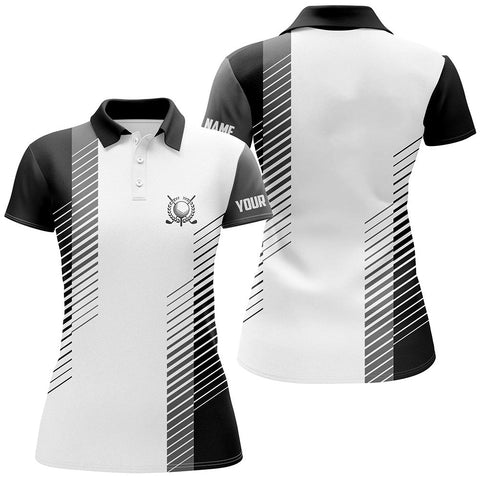 Max Corners Black And White Jersey Customized Name 3D Golf Polo Shirt For Women