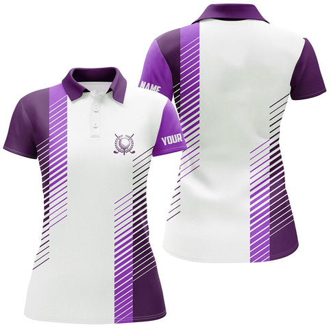 Max Corners Purple And White Jersey Customized Name 3D Golf Polo Shirt For Women