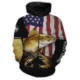 Maxcorners Walleye Fishing Customize Name American Flag Patriotic Customize Name 3D Shirts