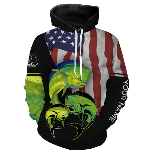 Maxcorners Customized Name Mahi Mahi Fishing Custom Name American Flag