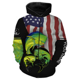 Maxcorners Mahi mahi Fishing American Flag Patriot Customize Name 3D Shirts