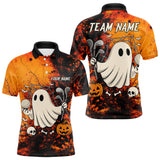 Maxcorners Custom Orange Halloween Boo Golf Polo Shirts for Men, Halloween Mens Golf Outfits LM2408