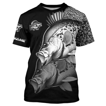 Maxcorners Black Crappie performance Fishing Shirts Custom Crappie Fishing Long Sleeve Tournament Fishing Shirts MT2108