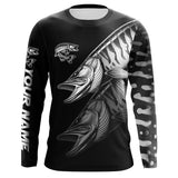Maxcorners Black Musky performance Fishing Shirts Custom Muskie Fishing Long Sleeve Tournament Fishing Shirts MT2108