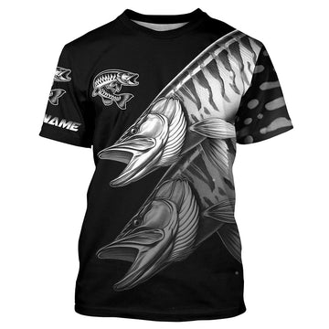 Maxcorners Black Musky performance Fishing Shirts Custom Muskie Fishing Long Sleeve Tournament Fishing Shirts MT2108
