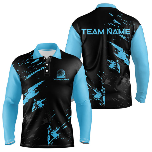 Maxcorners Black and Blue Golf polo shirts For Men Custom name mens golf outfits, gifts for golf loversMT0306
