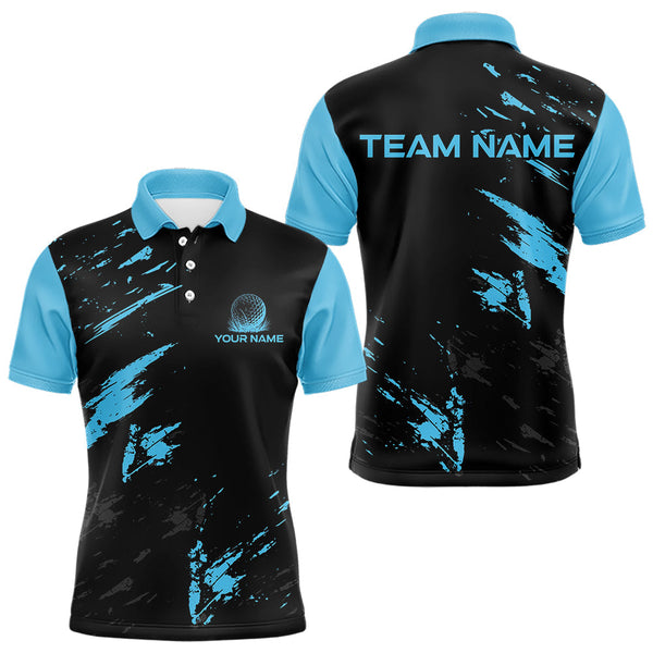 Maxcorners Black and Blue Golf polo shirts For Men Custom name mens golf outfits, gifts for golf loversMT0306