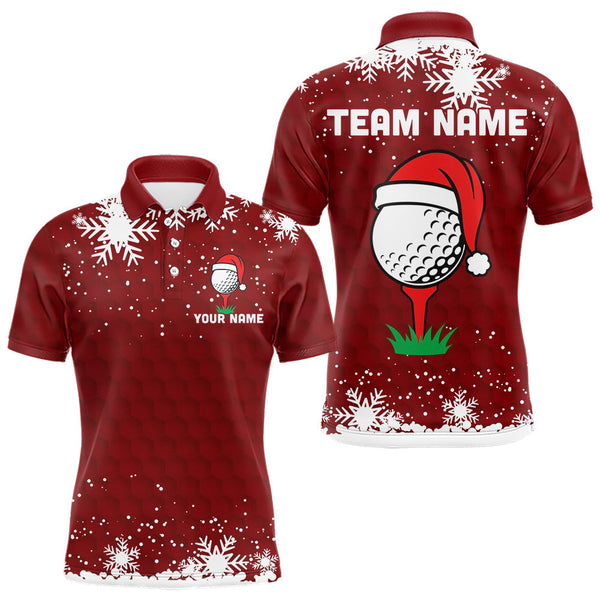 Maxcorners Red Christmas Golf Ball snowflake Men's Golf Polo shirts Custom Xmas Team Golf Outfits MT2510