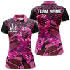 Maxcorners Bowling Ball And Pins Breast Cancer Awareness Black And Pink Ribbons Customized Name, Team Name 3D Shirt