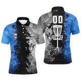 Maxcorners Custom name and number Disc Golf basket Men polo shirts, disc golf shirts for men | Blue MT0510