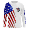 Maxcorners Bass Fishing American flag patriotic fishing Customize fishing long sleeve hooded shirts LM0201