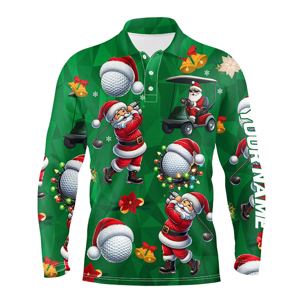 Maxcorners Funny Christmas Santa Golf Green Pattern Golf Hoodies Custom Christmas Golf Tops