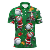 Maxcorners Funny Christmas Santa Golf Green Pattern Golf Hoodies Custom Christmas Golf Tops