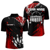 Maxcorners Black And Red Mens Bowling Shirts Custom Retro Bowling Ball And Pins Bowling Team League Jerseys