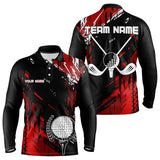 Maxcorners Black And Red Mens Golf Polo Shirt Custom Retro Golf Ball Clubs Golf Team League Jerseys