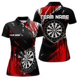 Maxcorners Retro Black Red Pattern Custom Darts Polo, Quarter-Zip Shirts For For Men Dart Team Jerseys