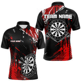 Maxcorners Retro Black Red Pattern Custom Darts Polo, Quarter-Zip Shirts For For Men Dart Team Jerseys