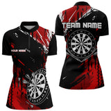 Maxcorners Retro Black Red Pattern Custom Darts Polo, Quarter-Zip Shirts For For Men Dart Team Jerseys