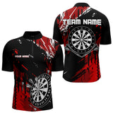 Maxcorners Retro Black Red Pattern Custom Darts Polo, Quarter-Zip Shirts For For Men Dart Team Jerseys