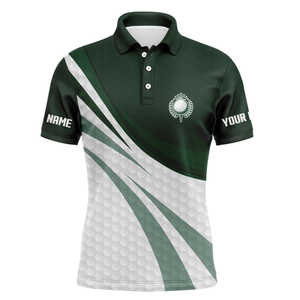 Maxcorner Customized Name Green And White Golf 3D Polo Shirt